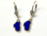 Sterling Silver  Lake Tahoe Lever Back Earrings - Lapis